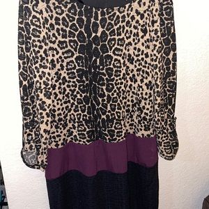 Mixed Print Midi Dress